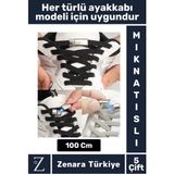 Zenara Premium Pratik Şık Klipsli Manyetik Mıknatıslı Lastikli Çocuk Ayakkabı Bağcığı 100 cm 5 Çift - Standart