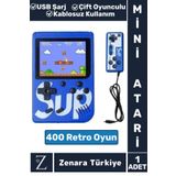 Zenara Taşınabilir USB Şarjlı Çift Oyunculu Mario Street Fighter Nostalji Retro 400 Oyunlu Mini El Atarisi