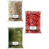 Zencefil Organik 3X170 Gr. Gojiberry Goji Berry Çiğ Kabak Çekirdeği Içi Ay Çekirdeği Içi 170'ŞER Gram 3 Paket - 0,5 gr