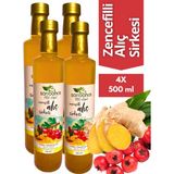Zencefilli Alıç Sirkesi 500 ml 4'lü Paket - Organik Doğal Fermente - 2 lt