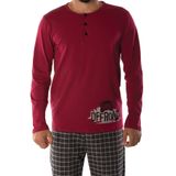 ZENCHES Erkek Pijama Takımı,Bordo S,ZNC9900570483353