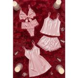 ZENCHES Kadın Saten 6’lı Çeyiz Seti -Gecelik,Şortlu Pijama Takımı,Sütyen/Bralet Takım