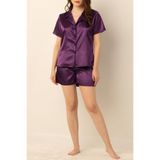 ZENCHES Kısa Kollu Şortlu Saten Pijama Takımı,TYB001-018466100413610