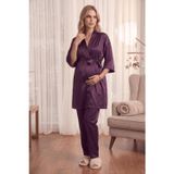 ZENCHES Önden Bağlamalı Yumuşak İpek Saten Hamile ve Lohusa Pijama Takımı