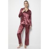 ZENCHES Uzun Kol Kadın Pijama Takım Saten Yeni Sezon,Çok Renkli Xl/2Xl