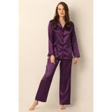 ZENCHES Uzun Kollu Saten Pijama Takımı,Çok Renkli Xl/2Xl