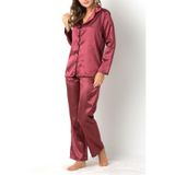 ZENCHES Uzun Kollu Saten Pijama Takımı,Eflatun M