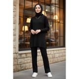 Zeneva Collection Siyah - Fitilli İkili Takım (Tunik & Pantolon)