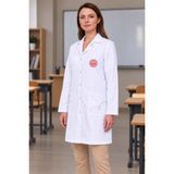 Zeng Kadın Öğretmen Önlüğü Baskılı-Dijital Baskılı Mevzuata Uygun - Beyaz - 2XL