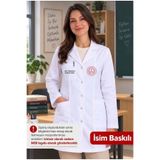 ZENG Kadın Öğretmen Önlüğü İsim Baskılı Uzun Kol Uzun Boy Beyaz Önlük – Dijital Baskılı Meb Mevzuata Uygun