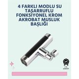 Zengezur Krom Kaplamalı Çok Fonksiyonlu Musluk Başlığı | Paslanmaz Malzeme
