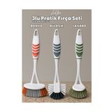 ZenGlow 3'lü Pratik Fırça Seti - Banyo , Duşakabin ,Küvet , Lavabo ve Bulaşık Fırça Set