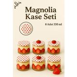 ZenGlow 6'lı Magnolya Bardağı Cam Magnolia Puding Renkli Kapaklı Tatlı Cup Kase Seti 330 Cc