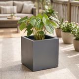 Zenith 35 cm Kare Küp Metal Saksı – İç & Dış Mekan Modern Dekoratif Saksılık (35x35x35 cm)