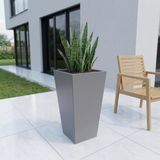 Zenith 60 cm Dikey Konik Metal Saksı – İç ve Dış Mekan Modern Dekoratif Saksılık (60×30/20 cm) (Gri)