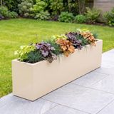 Zenith 97x20x30 cm Metal Yatay Dikdörtgen Saksılık - İç ve Dış Mekan Modern Metal Saksı (Krem)