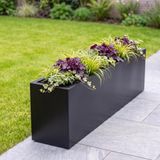 Zenith 97x20x30 cm Metal Yatay Dikdörtgen Saksılık - İç ve Dış Mekan Modern Metal Saksı (Siyah)