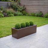 Zenith 97x25x30 cm Yatay Dikdörtgen Saksılık - İç & Dış Mekan Modern Metal Saksı (Acıkahve)