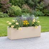 Zenith 97x25x30 cm Yatay Dikdörtgen Saksılık - İç & Dış Mekan Modern Metal Saksı (Krem)