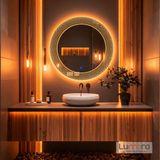 Zenith Led'li Lazer Kumlamalı Lavabo & Banyo Aynası (Dokunmatik Sensörlü) (Amber Led'li, 60 x 60)