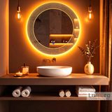 Zenith Led'li Lazer Kumlamalı Lavabo & Banyo Aynası (Dokunmatik Sensörlü) (Amber Led'li, 80 x 80)