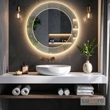 Zenith Led'li Lazer Kumlamalı Lavabo & Banyo Aynası (Dokunmatik Sensörlü) (Günışığı Led'li, 70 x 70)