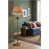Zenith Spindle Ceviz Ahşap Lambader | Modern Mid-Century Mataro Kumaş Başlıklı Şık Tasarım Aydınlatm