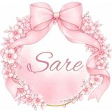 ZENkora Isme Özel Etiket 4 cm Yuvarlak,kare 70 Adet - pembe kurdele