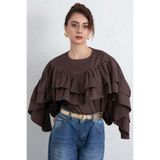 zenne Volan Detay Bluz 0087 - KAHVERENGİ