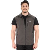 Zenobya Deri Biyeli Polar Yelek - Antrasit - Zenobya - XL