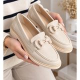 Zenora Shoes Kadın Loafer Makosen Casual Tokalı Günlük Yumuşak Ayakkabı - Bej