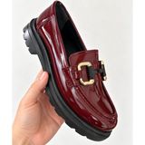 Zenora Shoes Kadın Tokalı Loafer Makosen Kalın Tabanlı Ortopedik Ayakkabı - Bordo