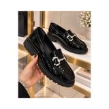 Zenora Shoes Kadın Tokalı Taşlı Loafer Makosen Ortopedik Kalın Tabanlı Ayakkabı