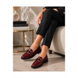 ZenoraShoes Zenora Shoes Kadın Loafer Makosen Casual Tokalı Günlük Yumuşak Bordo Ayakkabı