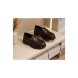 ZenoraShoes Zenora-Shoes Kadın Tokalı Loafer Makosen Koyu Kahve Kalın Tabanlı Ayakkabı