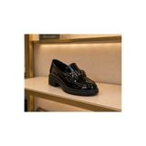 ZenoraShoes Zenora Shoes Kadın Tokalı Loafer Makosen Siyah Rugan Kalın Tabanlı Ayakkabı