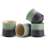 ZENS Japon Çay Bardakları 4'lü Set, Kabartmalı 8oz Seramik Japonya Çay Fincanı Sıcak Çay veya Matcha Çayı için, Japon Tarzı Asya Çay Kupası Sapsız, Çin Çay Kupası, İşgal Edilen Japonya Çay Kupası,