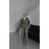 Zenta Kuşak Detay Tesettür Alt Üst Takım TNS-4430 Haki M