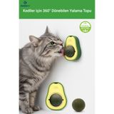 ZentiaVet Doğal & Yenilebilir Kedi Nanesi Otu Avokado Kedi Çimi Özel Yapışkanlı 360° Dönen Catnip Yalama Topu