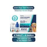 zentiavet Kedi İç Dış Anti Parazit Uzaklaştırıcı Ense Deri Bitkisel Damla Ödül Tablet Seti Bit Pire Giderici