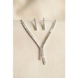 zentya4516 Mey İthalat® Baget Zirkon Taşlı Su Yolu Kolye ve Küpe Set zd4526