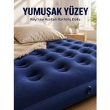 zentya4516 Mey İthalat® Dış Mekan Şişme Yatak Çift Kişilik Flokeli Yüzey Konforlu Kullanım