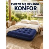 zentya4516 Mey İthalat® Konforlu Çift Kişilik Şişme Yatak Flokeli Yüzey Dayanıklı Gövde zd