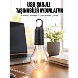 zentya4516 Mey İthalat® Şarjlı Dekoratif Kamp Lambası Askılı Ampul Led Işık Type-C Girişli