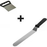 Zenvia 2li Set Hamur Şekillendirici Eğik Pasta Spatulası ve Metal Hamur Kesici Kazıyıcı Spatula Znv-E