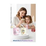 Zenvia 2'li Set | Pipetli Kupa Kulplu Çocuk Bardağı - Anti-Damla Kapaklı - 350 ml Alıştırma Bardağ