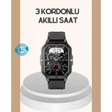Zenvia 3 Kordonlu Akıllı Saat Uzun Pil Süreli - 35 - 48 mm - 1 - 01P-Pembe