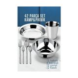 Zenvia 42 Parça Tabak Kase Bardak Çatla Kaşık Seti Kamp Piknik Seti 721970 - Renkli
