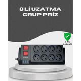 Zenvia Akım Korumalı 8’li Priz 3 Usb’li Uzatma Kablosu Isıya Dayanıklı 2 Metre ZNV-HBY3245 - 1 - 20W GaN Black