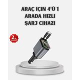 Zenvia Araç Şarj Cihazı 4 Portlu 66W Hızlı Şarjlı LED Işıklı ve 180° Dönebilir ZNV2025